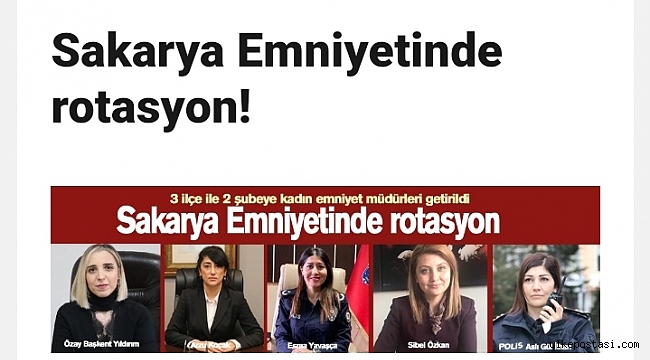 SAKARYA EMNİYETİNDE ROTASYON.