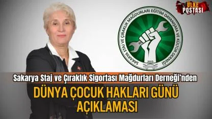 Sakarya Staj ve Çıraklık Sigortası Mağdurları Derneği’nden Dünya Çocuk Hakları Günü Açıklaması