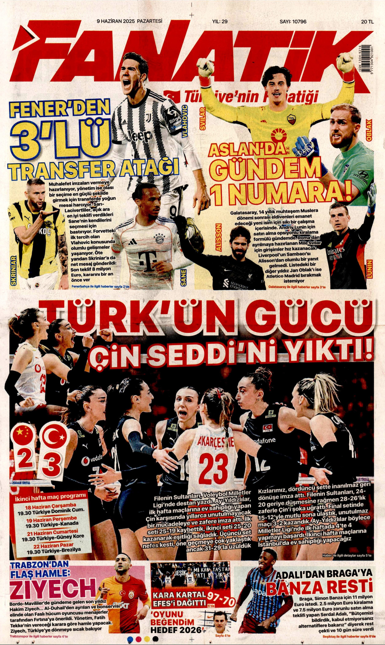 FANATİK Gazete Manşeti