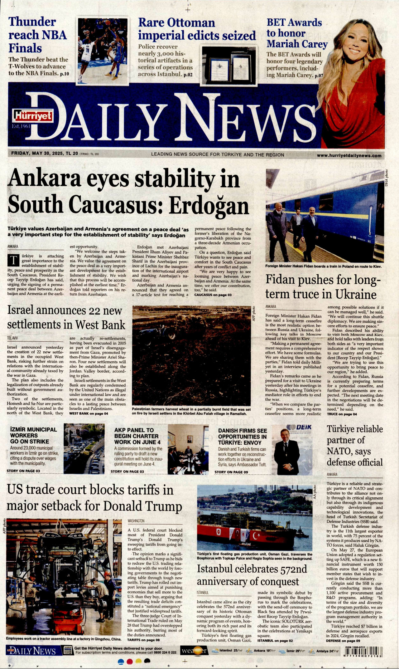 HÜRRİYET DAİLY NEWS Gazete Manşeti