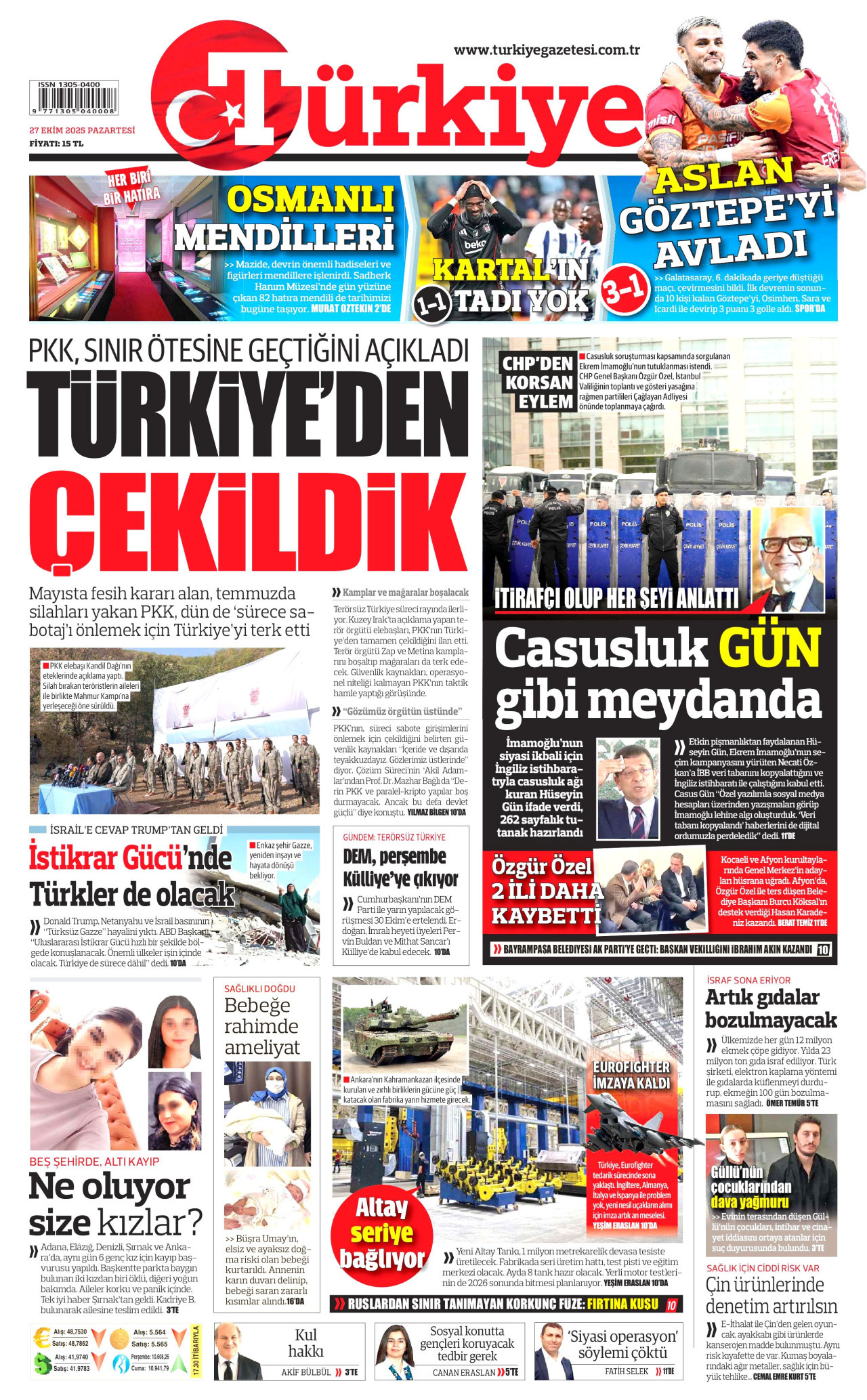 TÜRKİYE GAZETESİ Gazete Manşeti