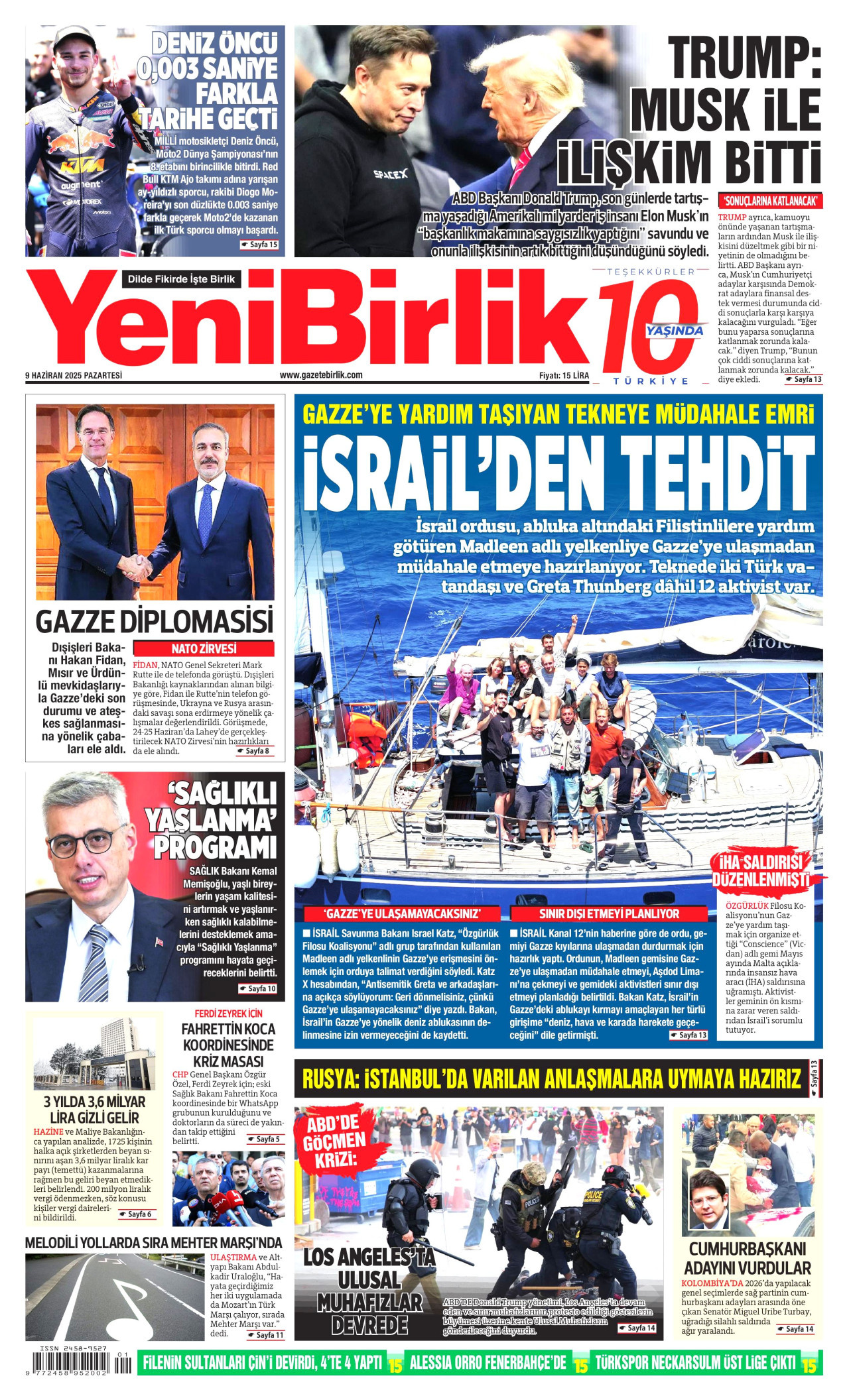 YENİBİRLİK Gazete Manşeti